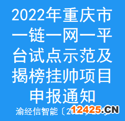 2022年重慶市一鏈一網(wǎng)一平臺試點示范及揭榜掛帥項目申報通知(圖1)