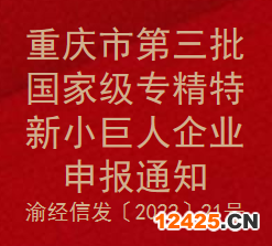 重慶市第三批國(guó)家級(jí)專精特新小巨人企業(yè)申報(bào)通知(圖1)