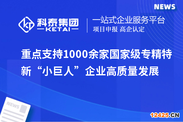 重點(diǎn)支持1000余家國家級專精特新“小巨人”企業(yè)高質(zhì)量發(fā)展