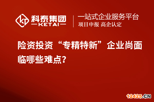 險(xiǎn)資投資“專精特新”企業(yè)尚面臨哪些難點(diǎn)？