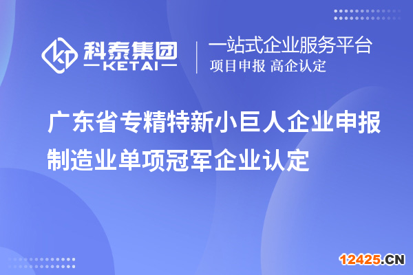 廣東省專精特新小巨人企業(yè)申報制造業(yè)單項冠軍企業(yè)認定