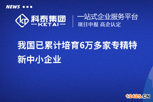 我國(guó)已累計(jì)培育6萬(wàn)多家專精特新中小企業(yè)