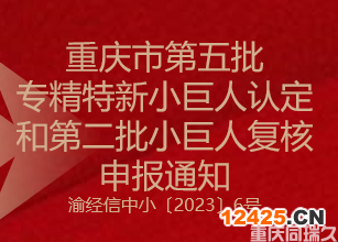 重慶市第五批專精特新小巨人認定和第二批小巨人復(fù)核申報通知(圖1)