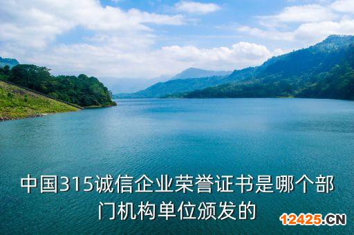 中國315誠信企業(yè)榮譽證書是哪個部門機構單位頒發(fā)的